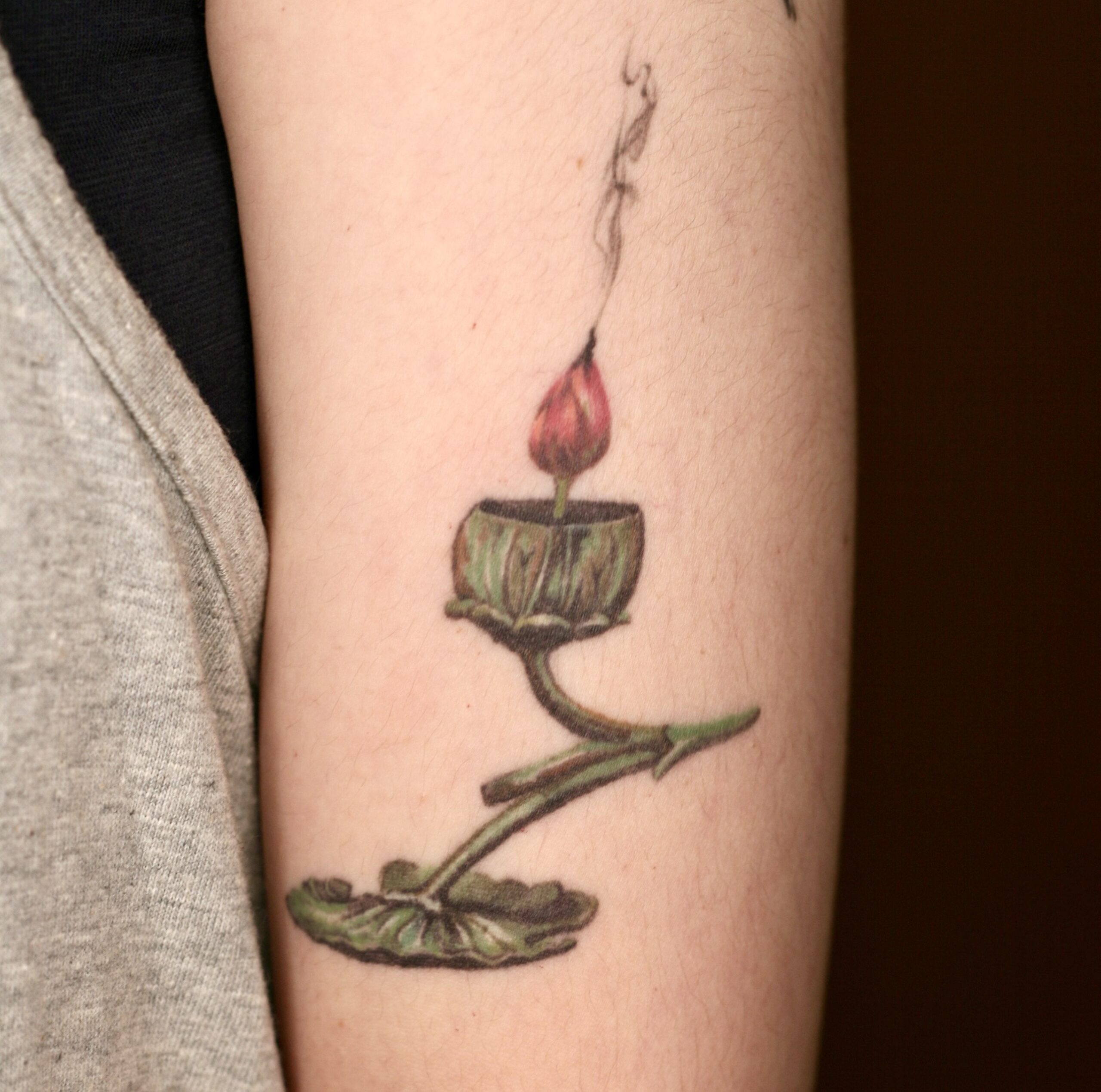 Lotus Burning Smoke Tattoo 1